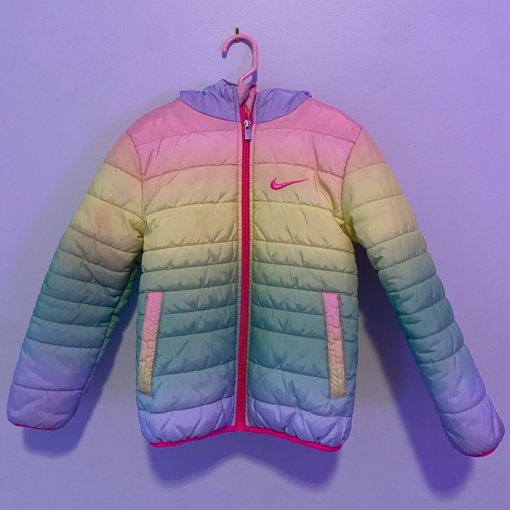 Nike Girl Puffer Winter Jacket Rainbow Size 6